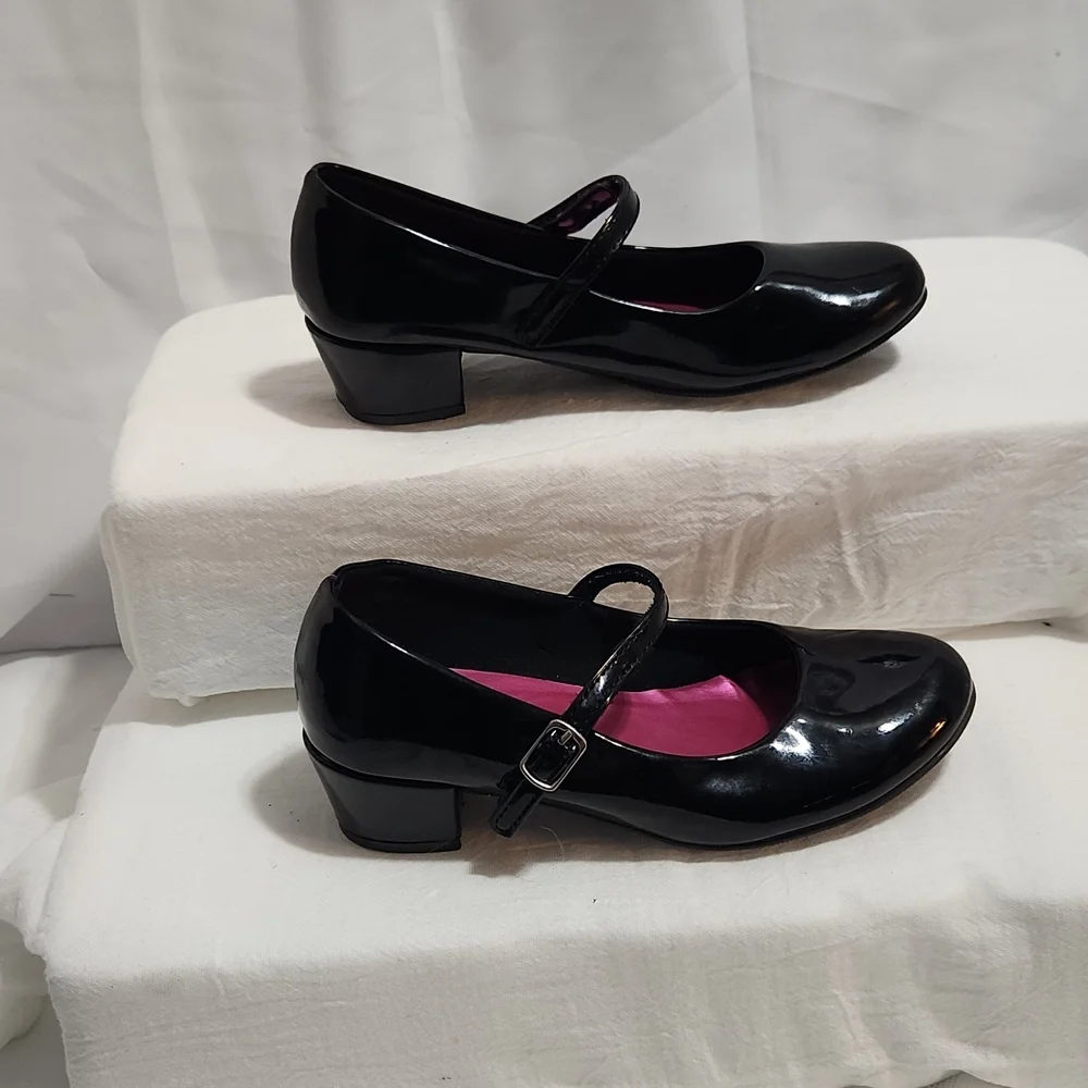 GIRLS SO (214396) TRAPEZE BLACK MARY JANE SHOES SIZE 2M
